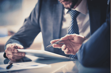 Lawyers looking at a document
