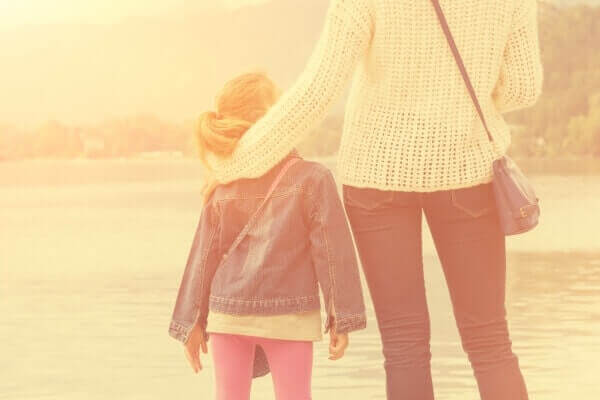 Mother and daughter at the lake